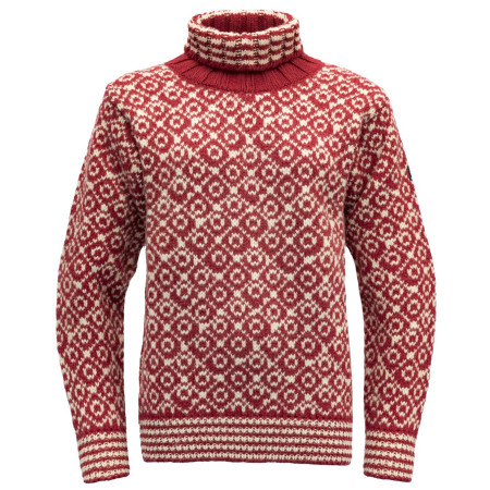 Maglia a collo alto Devold Svalbard Wool High Neck rosso HINDBERRY/OFFWHITE