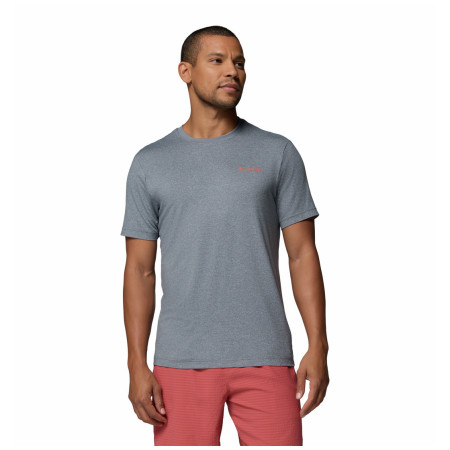 Maglietta da uomo Columbia Parsons Point™ SS Back Graphic Tee grigio City Grey Heather, Linear Peaks