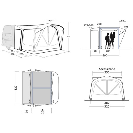 Tenda per minibus Outwell Park PowerAir