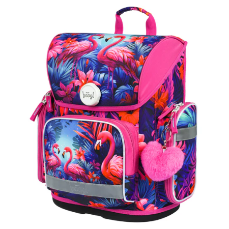 Zaino per la scuola elementare Baagl Ergo rosa Plameňáci