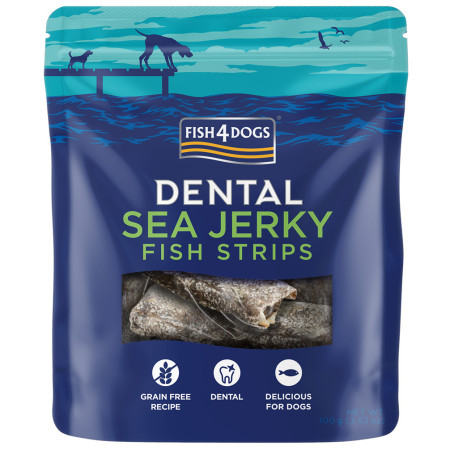Snack per cani Fish4Dogs Dental Sea Jerky Fish Strips 100g