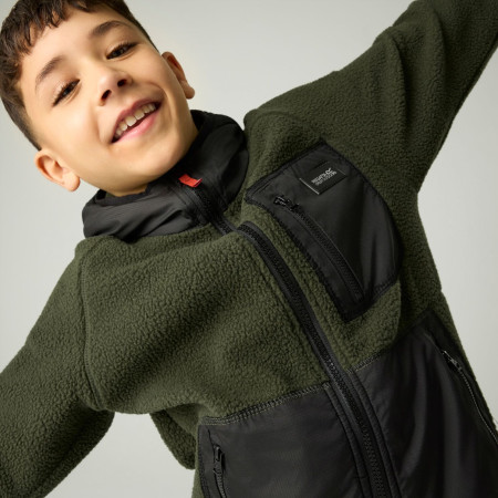 Felpa da bambino Regatta Munro Hybrid Jacket DarkKhak/Blk