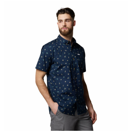 Camicia da uomo Columbia Rapid Rivers™ Printed Short Sleeve Shirt blu scuro Collegiate Navy Deserted