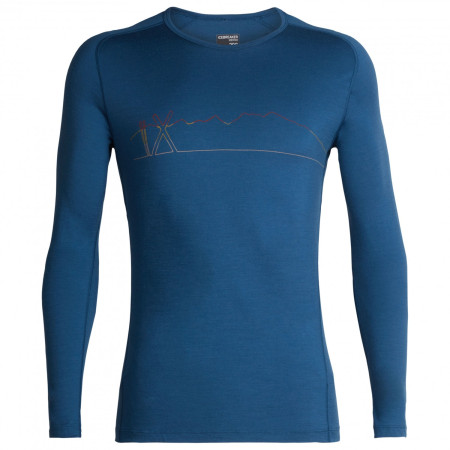 Maglietta da uomo Icebreaker Mens 200 Oasis Deluxe Raglan LS Crewe Single Line Ski blu PrussianBlue