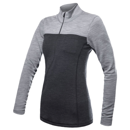 Maglietta sportiva da donna Sensor Merino Bold dl. rukáv zip grigio anthracite/cool gray