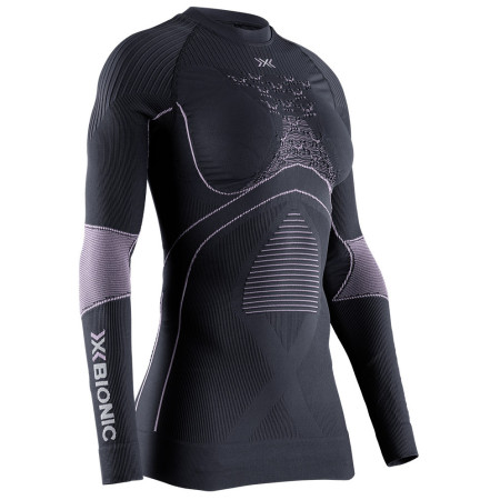 Maglietta sportiva da donna X-Bionic Energy Accumulator 4.0 Shirt Lg Sl nero/rosa CHARCOAL/MAGNOLIA