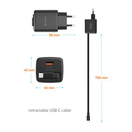 Adattatore Swissten SlideCharge Gan 30W, 1X USB-A 18W