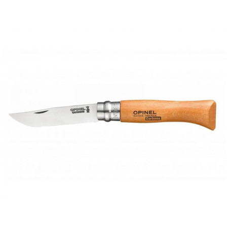 Coltello chiudubile Opinel N°08 Carbon Viroblock, blister naturale.