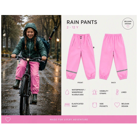 Pantaloni impermeabili da bambino DucKsday Rainpants Pink/em