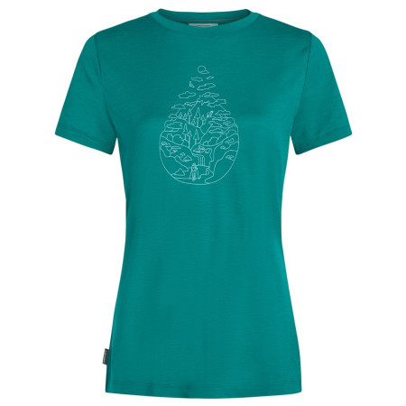 Maglietta da donna Icebreaker Women Merino 150 Tech Lite SS Tee Hike Path turchese Tidal Teal