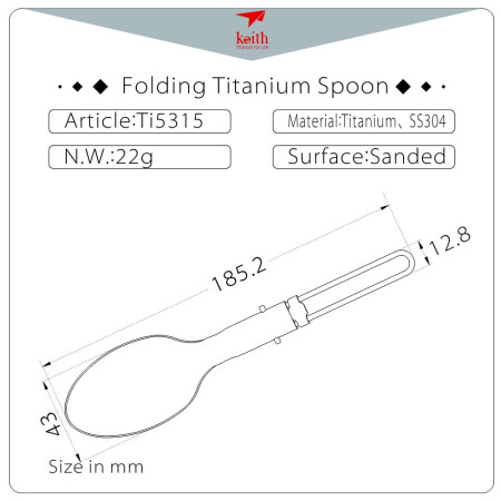 Cucchiaio Keith Titanium Folding Titanium Spoon
