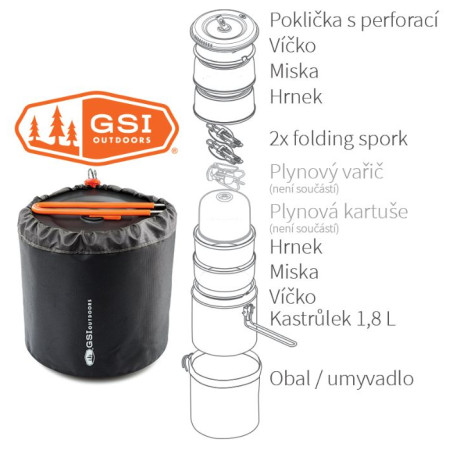 Set di stoviglie GSI Outdoors Halulite Dualist HS