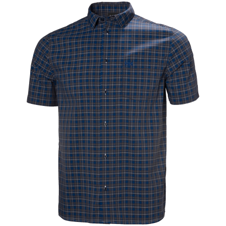 Camicia da uomo Helly Hansen Fjord Qd Ss Shirt 2.0 blu scuro Navy Vika Micro Plaid