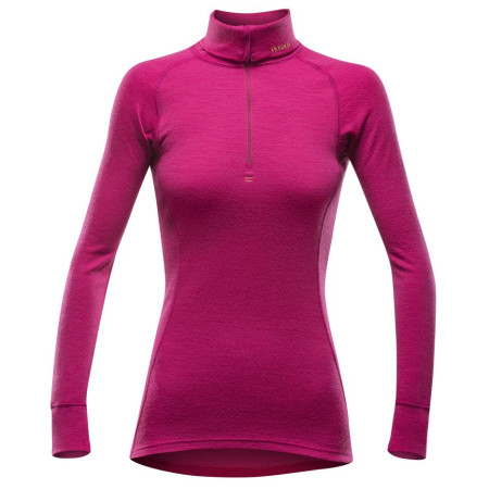 Maglietta da donna Devold Duo Active Woman Zip Neck rosso/rosa Cerise