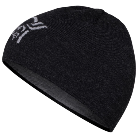 Berretto Norrona 29 light merinoUll logo Beanie nero Caviar Melange