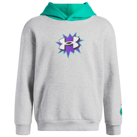 Maglietta sportiva per bambini Under Armour UA B Rival FLC Graphics Hd Mod Gray Light Heather grigio chiaro Mod Gray Light Heather / Geode Green / White