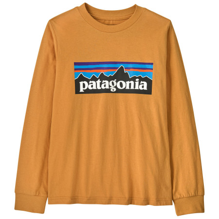 Maglietta da bambino Patagonia K's L/S P-6 Logo T-Shirt - Dried Mango arancione Dried Mango