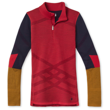 Maglietta sportiva da donna Smartwool W Intraknit Merino 200 Colorblock 1/4 Zip rosso pomegranate