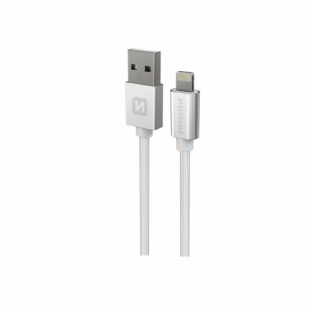 Cavo di ricarica e trasmissione Swissten Textile USB / Lightning 1,2 m argento stříbrná