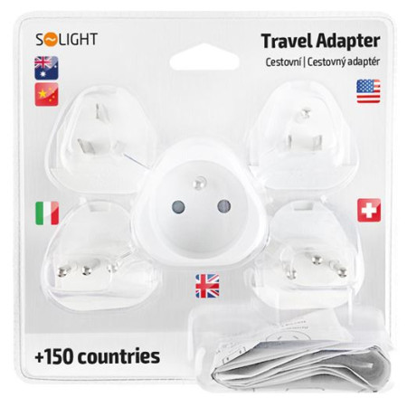 Adattatore Solight Kit da viaggio forche intercambiabili per tutto il mondo