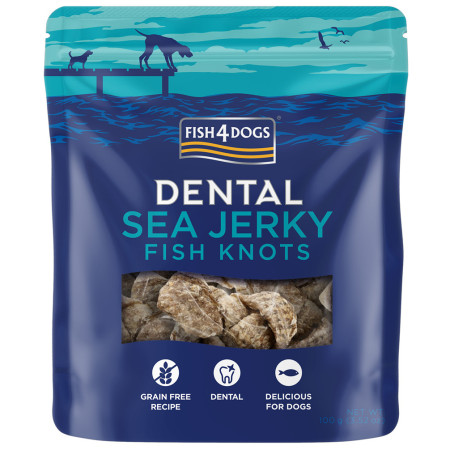 Snack per cani Fish4Dogs Dental Sea Jerky Fish Knots 100g
