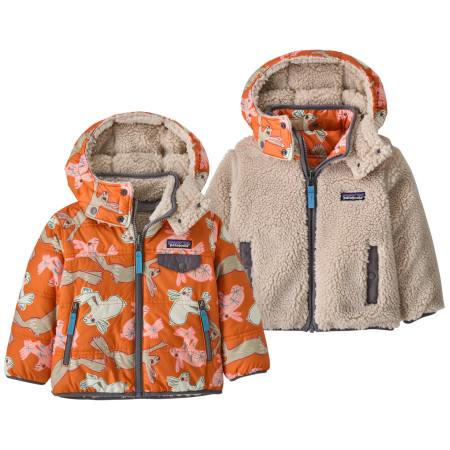 Giacca da bambino Patagonia Baby Reversible Tribbles Hoody - BNLM arancione/beige Bunny Life: Marigold