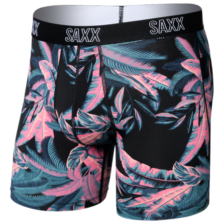 Boxer da uomo Saxx Droptemp All Day Cooling Boxer Brief nero/rosa tropical jungle-black