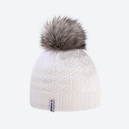 Cappello in merino lavorato a maglia Kama A109 bianco