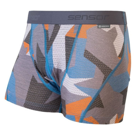 Boxer sportivi da uomo Sensor Merino Impress blu/grigio Blue/Camo