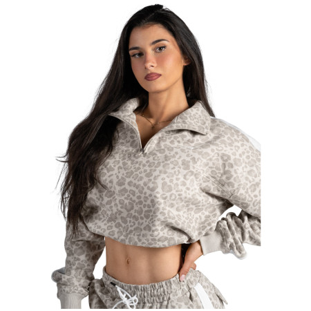 Felpa da donna Nebbia Half-Zip Leopard Sweatshirt Primal beige CREAM LEOPARD