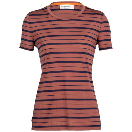 Maglietta da donna Icebreaker Women Wave SS Tee Stripe 2023 rosso/nero grape