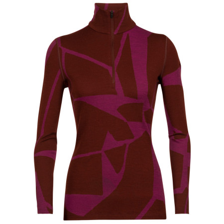 Felpa tecnica da donna Icebreaker 250 Vertex LS Half Zip Fractured Landscapes rosso espresso/cherry/j