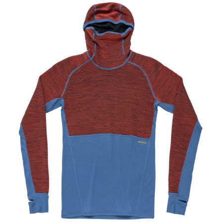 Felpa funzionale da uomo Devold Tuvegga Merino Hoodie Man blu/rosso CAYENNE
