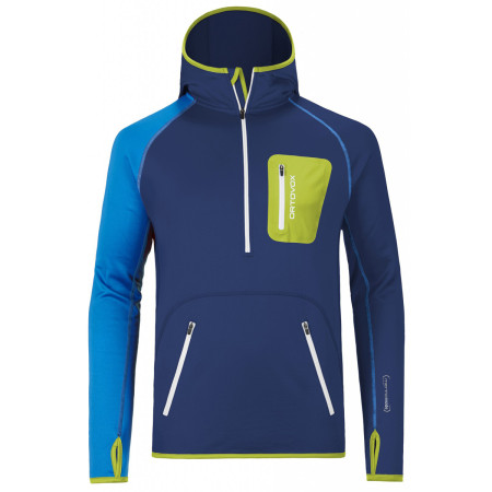 Felpa da uomo Ortovox Merino Zip Neck blu StrongBlue