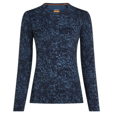 Maglietta sportiva da donna Icebreaker Women M 200 Oasis LS Crewe Moss BloomAOP blu/nero Midnvy/Dawn/Aop