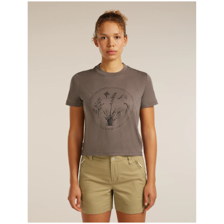 Maglietta da donna Icebreaker Merino 150 Tech Lite SS Crop Tee Seed Story marrone chiaro PORCINI