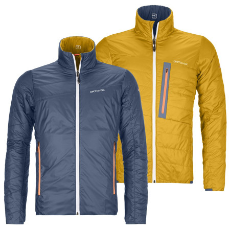 Giacca da uomo Ortovox Swisswool Piz Boval Jacket M blu/giallo NightBlue