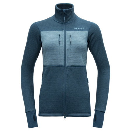Felpa tecnica da donna Devold Egga Grid Merino Jkt blu/azzurro Flood/Moon