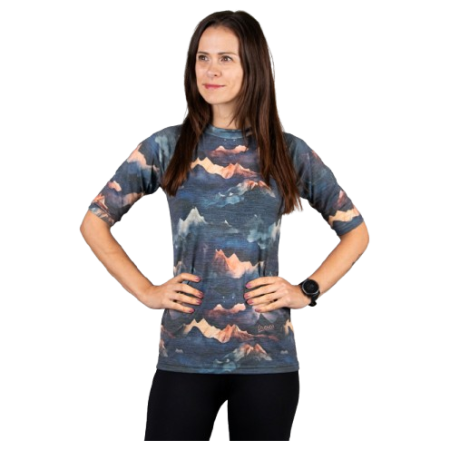 Maglietta sportiva da donna Drexiss All Alpine Peaks Merino Active blu/arancio