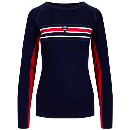 Maglietta sportiva da donna Dale of Norway Aksla Feminine Baselayer Crew neck blu scuro Navy Red OffWhite