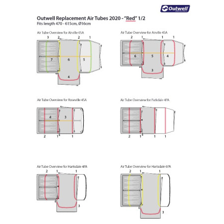 Camera d'aria di ricambio Outwell Air Repair - Tube kit 2 (red)