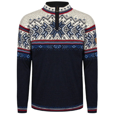Maglione da uomo Dale of Norway Vail Masc Sweater blu scuro Midnightnavy Redrose Offwhite