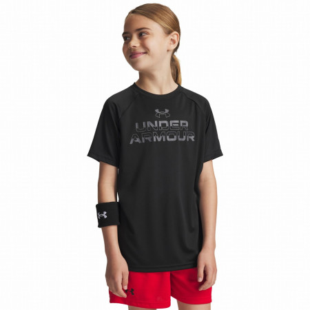 Maglietta da bambino Under Armour Tech Split Wordmark SS-BLK nero Black