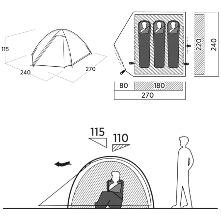 Tenda da trekking Easy Camp Rondane 3 II.