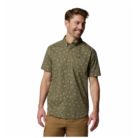 Camicia da uomo Columbia Rapid Rivers™ Printed Short Sleeve Shirt verde scuro Stone Green Deserted