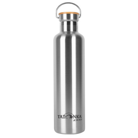 Bottiglia termica in acciaio inox Tatonka Hot + Cold Stuff Bamboo Lid 1000 argento