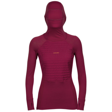 Felpa tecnica da donna Icebreaker ZoneKnit™ Insulated LS Hoodie rosa cherry
