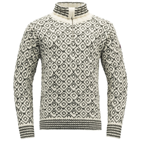 Maglione Devold Svalbard Wool Zip Neck bianco/grigio OFFWHITE/ANTHRACITE