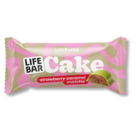 Barretta Lifefood Cake alla fragola, caramello e matcha 35 g