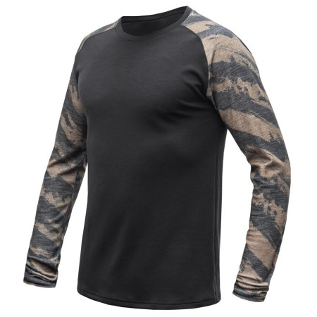 Maglietta funzionale da uomo Sensor Merino Blend Impress nero/marrone černá/brush
